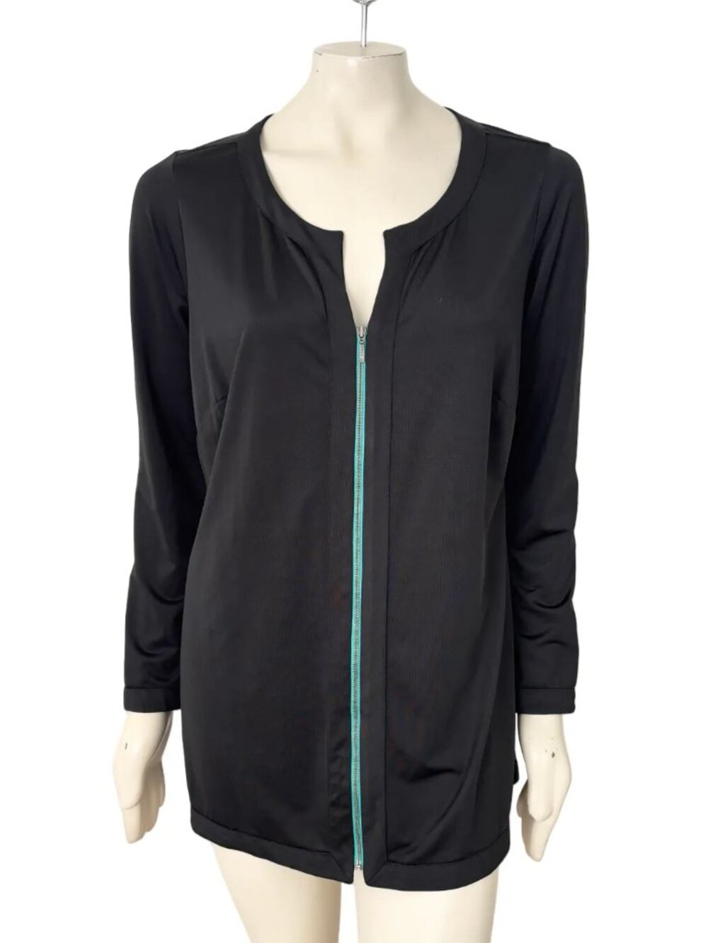 ELLERMAN Lightweight Wrinkle Resistant Stretchy Full Zip Jacket in Black  SZ M